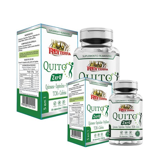 Quitosana + Espirulina + Psyllium + TCM + Cafeína – 30 cápsulas 750