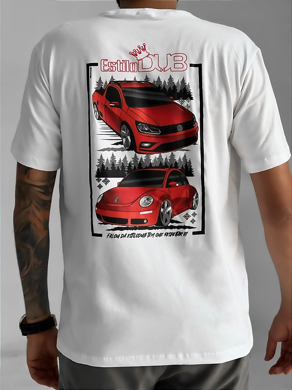 Camiseta Saveiro e New Beetle Branca