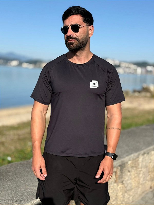 Camiseta Raglan Masculina Preta
