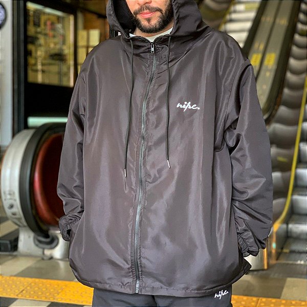 Jaqueta Nipe Corta Vento Preto Refletivo
