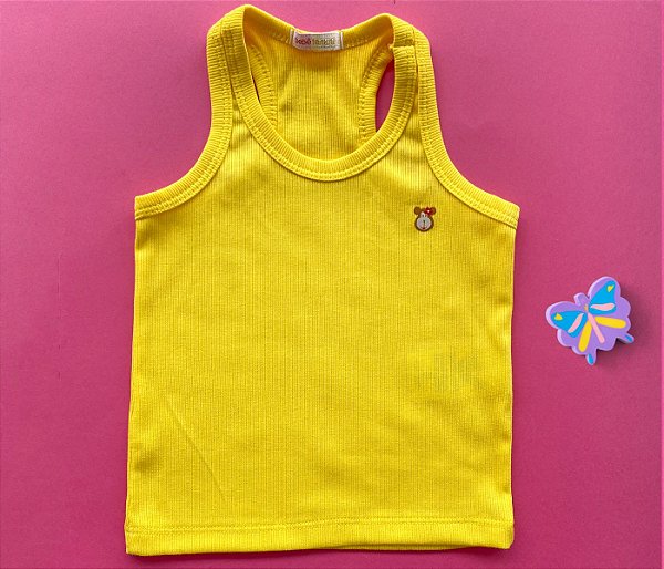 Camiseta Infantil Malha Canelada Cor Amarela