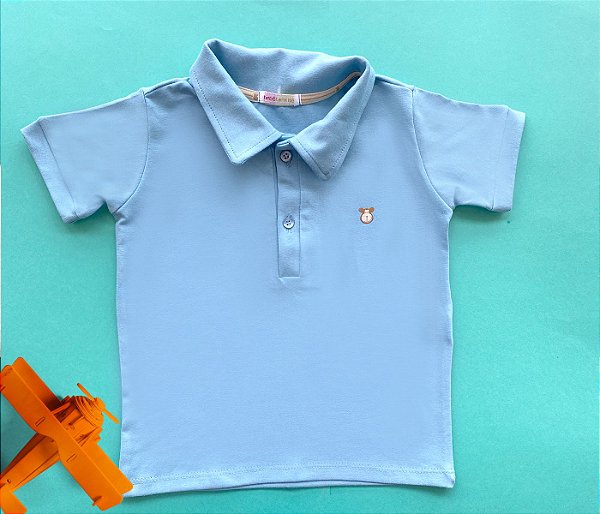 Camisa Gola Polo Infantil Cotton Cor Azul Claro