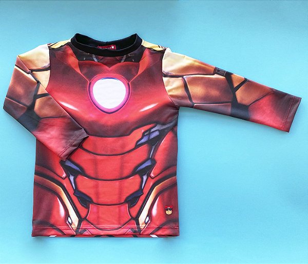 Camisa Proteção Solar UV + Estampa Homem De Ferro