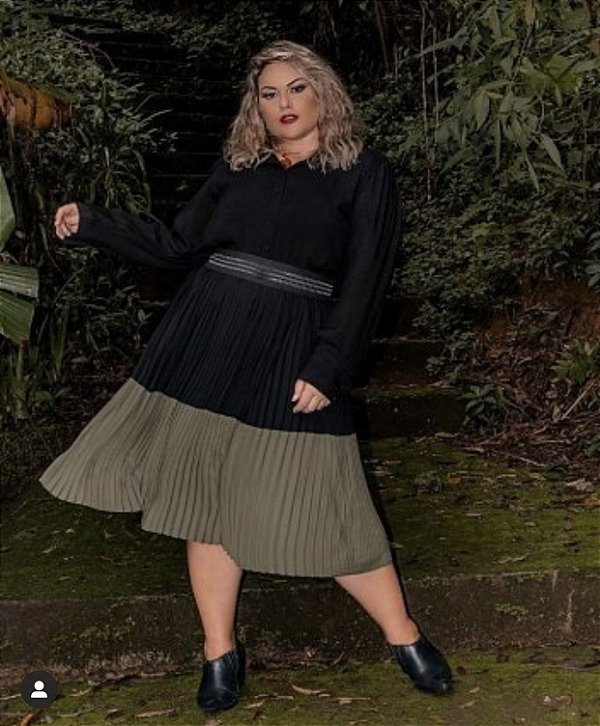 saia plissada midi bicolor