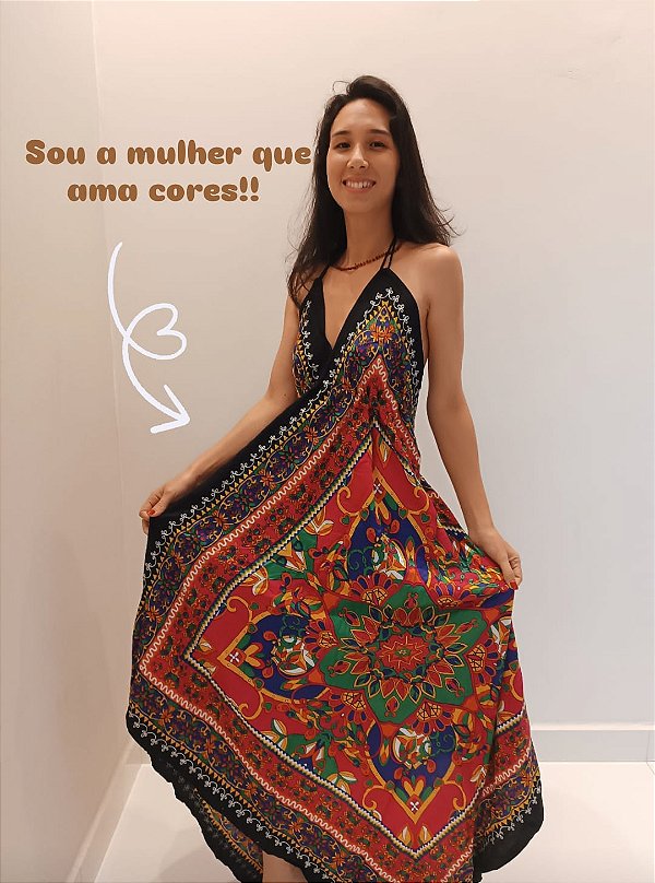 Vestido Indiano Costas Abertas Bico Regulável COLORIDO Premium
