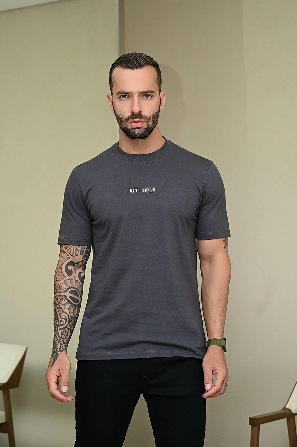 Camiseta Gola Americana Silk Cinza