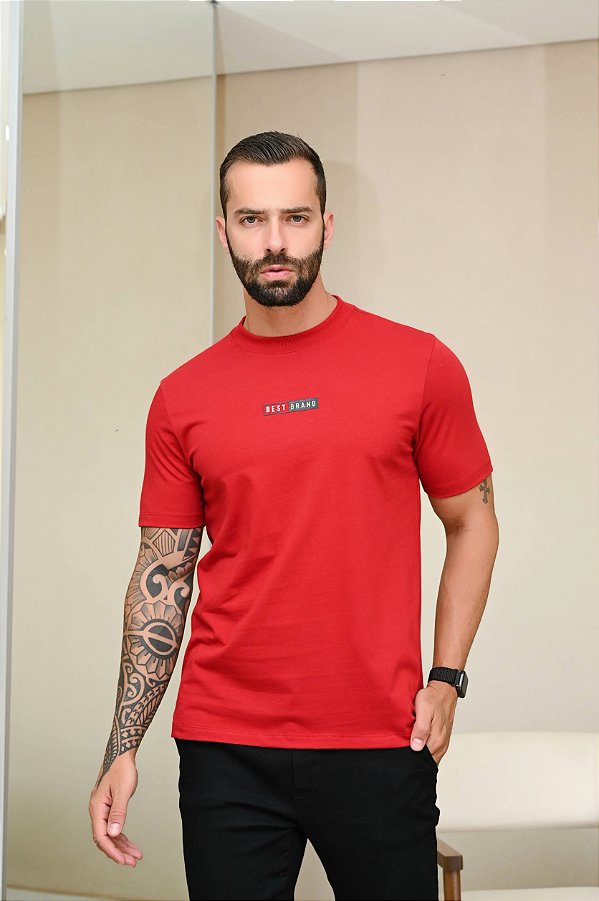 Camiseta Gola Americana Silk  Vermelha