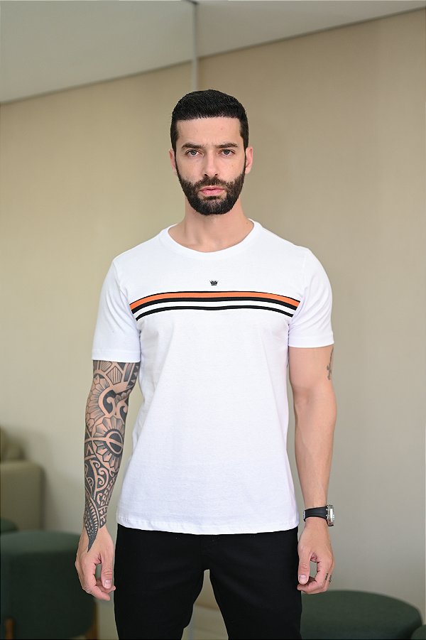 CAMISETA PREMIUM BRANCA COM DETALHE EM FITA