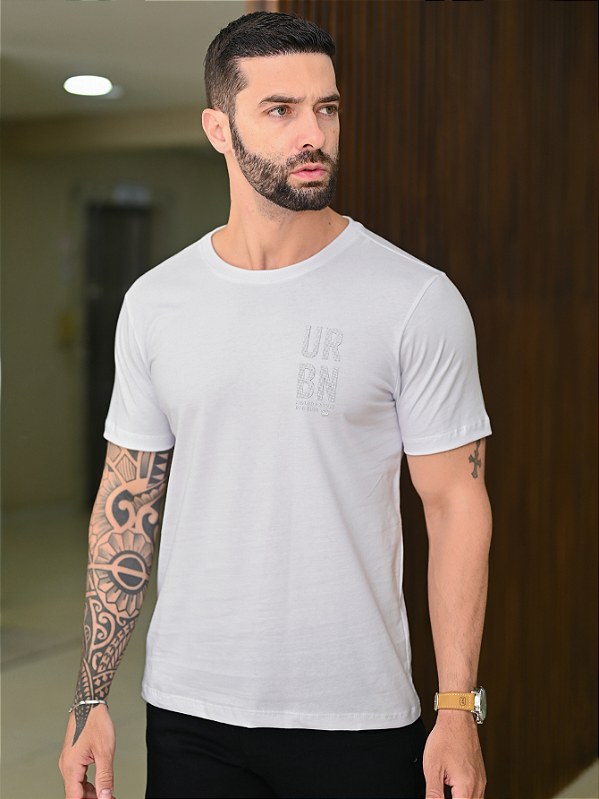 CAMISETA PREMIUM BRANCA COM SILK EM ALTO RELEVO
