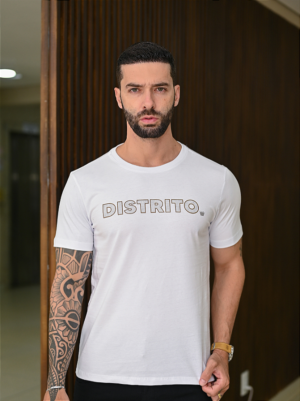 CAMISETA PREMIUM BRANCA DISTRITO EM RELEVO