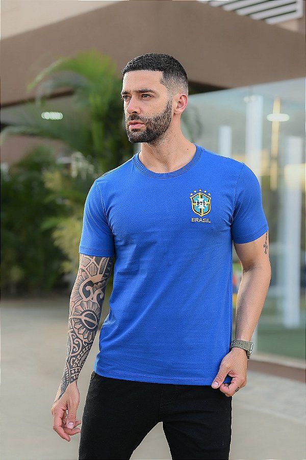 Camiseta Brasil Azul Royal Brasão
