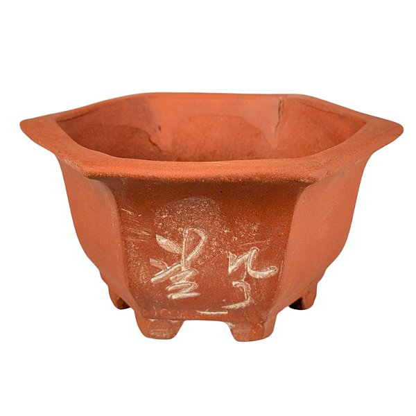 Vaso para Mame e Shohin Sextavado Importado Terracota Chinês 11,5 x 11,5 x 6,5 CM
