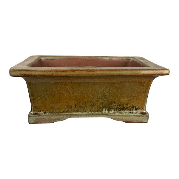 Vaso de Bonsai Retangular Esmaltado Onodera 20,5 X 16 X 8,5 cm
