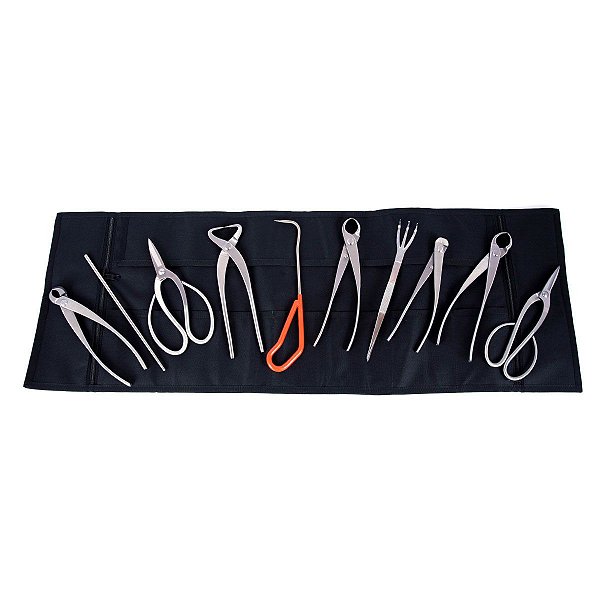 Kit de Ferramentas Profissional Primeira Linha para Bonsai em Aço Inox 11 Peças