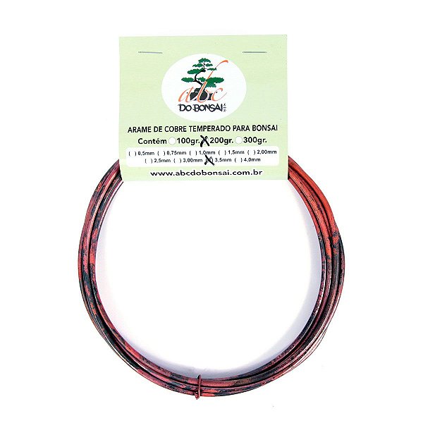 Arame de Cobre Temperado Especial Para Bonsai 3,5 mm 200 gramas