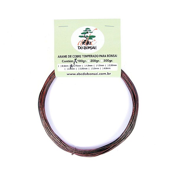 Arame de Cobre Temperado Especial Para Bonsai 0,75 mm 100 gramas