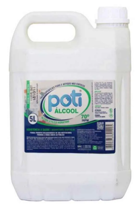 Álcool Liquido 70º  Poti - Embalagem galão de 5 litros