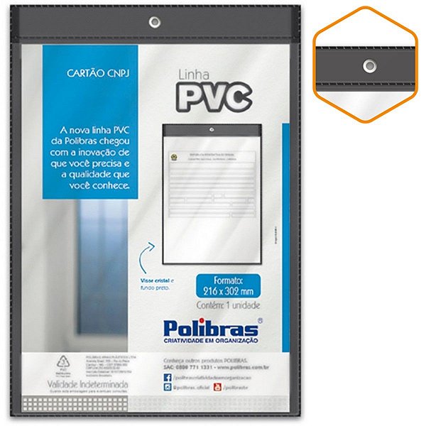 Porta Cartão CNPJ Vertical PVC Polibrás