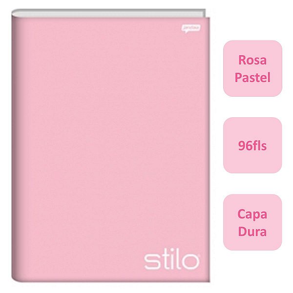 Caderno Brochurão 96fls Stiff Capa Dura Pastel Rosa - Jandaia