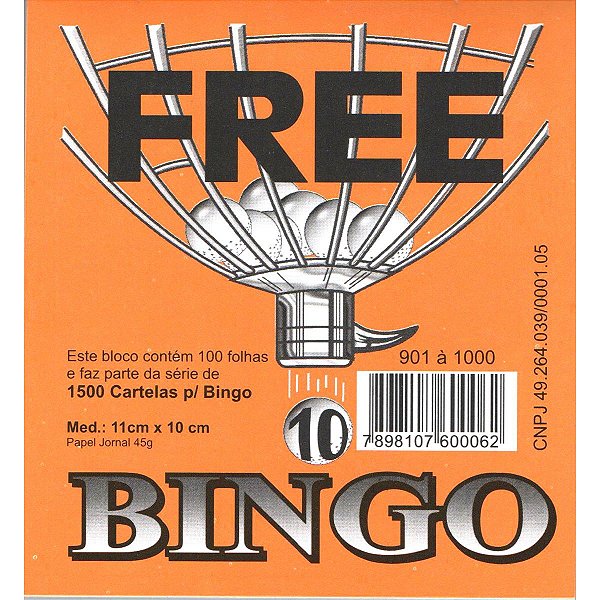 Bloco Cartela de Jogo Bingo Jornal 100fls 11x10cm