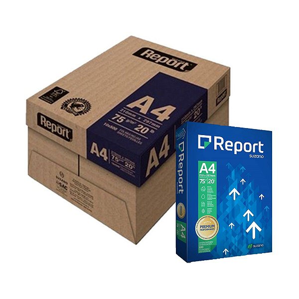 Papel Sulfite A4 75g Cx c/10 Resmas - Report Premium