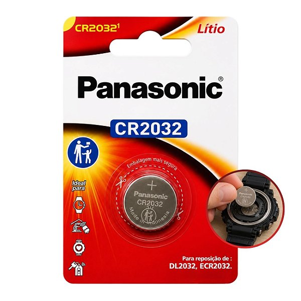 Bateria Panasonic CR2032 3V Lítio Original Alta Durabilidade para Dispositivos Eletrônicos
