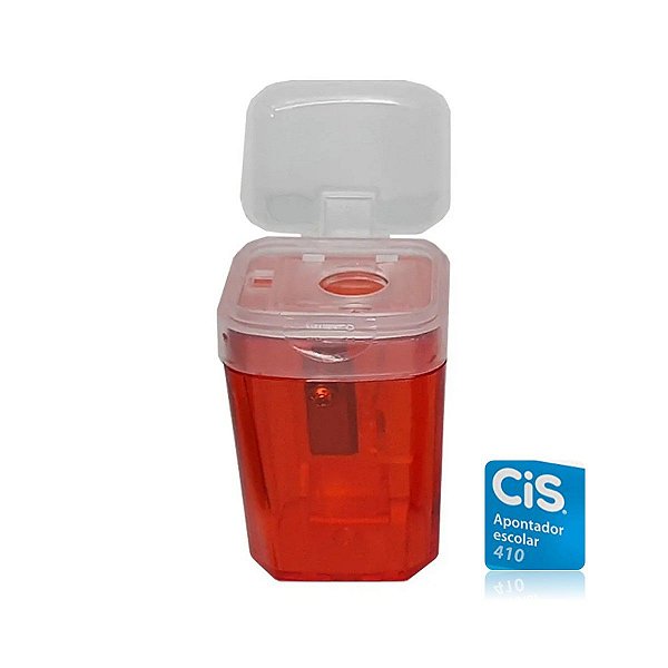 Apontador c/ depósito Retangular Vermelho 410 Cis