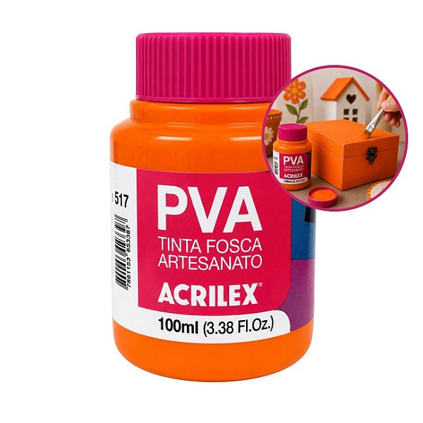 Tinta Fosca p/ Artes PVA 100ml Laranja - Acrilex