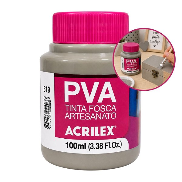 Tinta Fosca p/ Artes PVA 100ml Concreto - Acrilex
