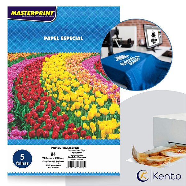 Papel Especial Transfer A4 160g 5 Fls Tecido Escuro Masterprint