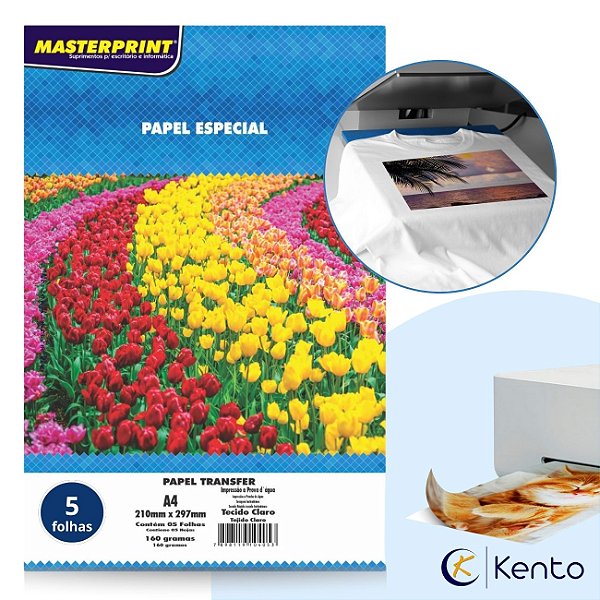 Papel Especial Transfer A4 160g 5 Fls Tecido Claro Masterprint