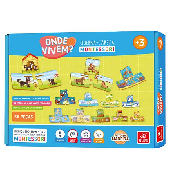 Brinquedo Quebra-Cabeça 36pcs Onde Vivem - Brincadeira de Criança