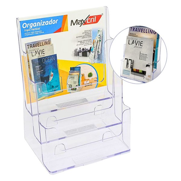 Organizador Triplo Vertical Cristal Maxcril