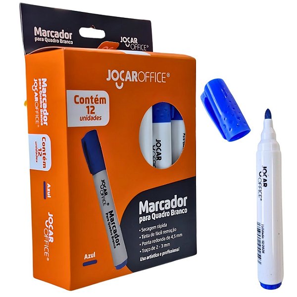 Caneta Marcador para Quadro Branco Cx 12un Cor Azul Jocar Office