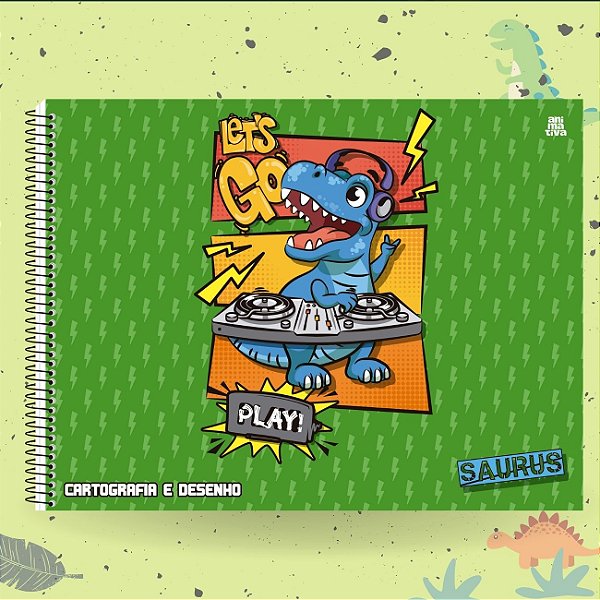 Caderno de Desenho 60fls Capa Dura Saurus 2025 Dinossauros São Domingos CP2