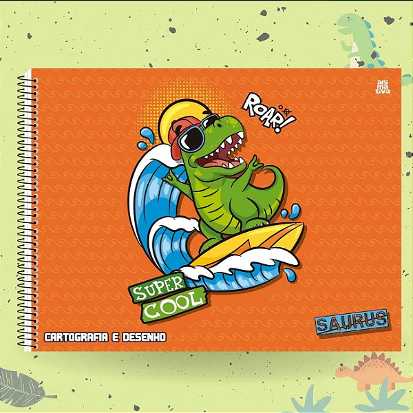Caderno de Desenho 60fls Capa Dura Saurus 2025 Dinossauros São Domingos CP4