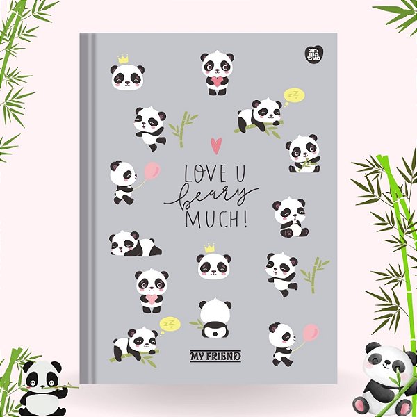 Caderno Brochura 80fls Capa Dura Panda My Friend 2025 São Domingos CP2