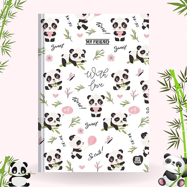 Caderno Brochura 80fls Capa Dura Panda My Friend 2025 São Domingos CP4