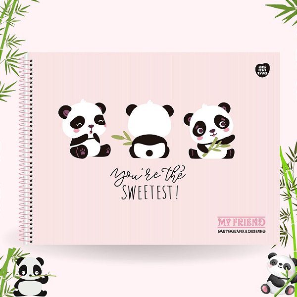 Caderno de Desenho 60fls Capa Dura My Friend Panda 2025 São Domingos CP1