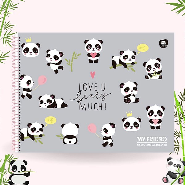 Caderno de Desenho 60fls Capa Dura My Friend Panda 2025 São Domingos CP2