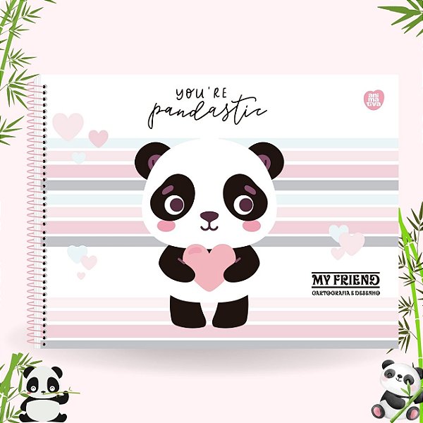 Caderno de Desenho 60fls Capa Dura My Friend Panda 2025 São Domingos CP3