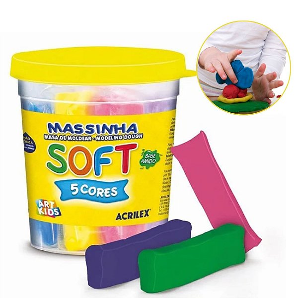 Massinha de Modelar Soft Pote com 5 Cores 325g Acrilex