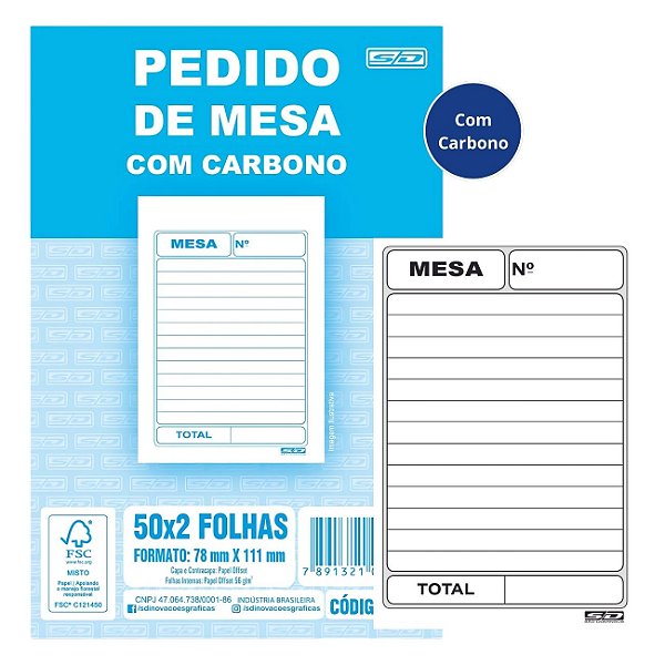 Pedido de Mesa com Cópia e Carbono 50 Folhas 78X111 São Domingos