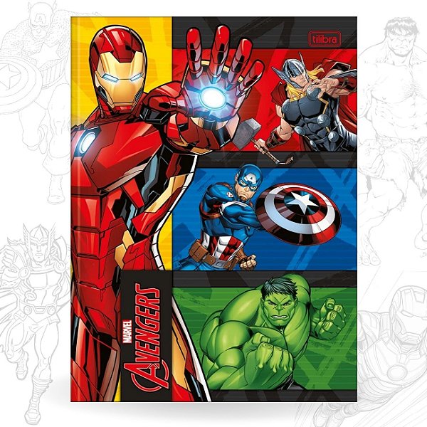 Caderno Brochura 80 folhas Capa Dura Avengers 2025 Tilibra CP4