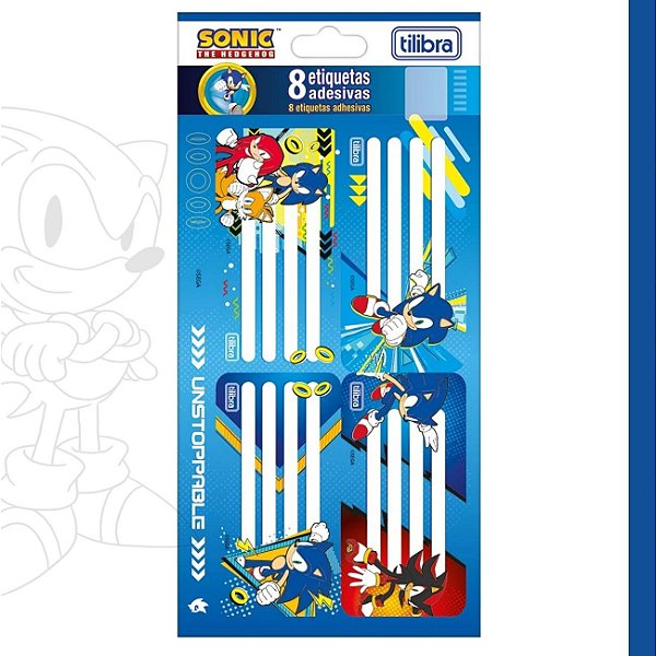 Etiqueta Escolar com 8un Sonic Tilibra