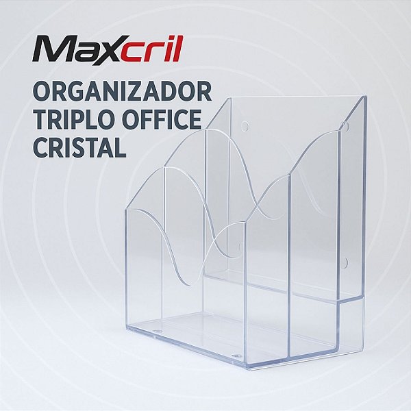 Organizador Triplo Home Office Vertical Cristal Maxcril