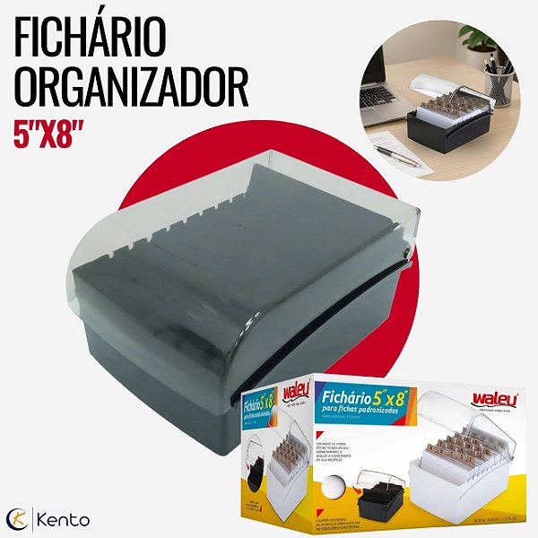 Fichário Organizador para fichas 5"x8" Preto Maxcril