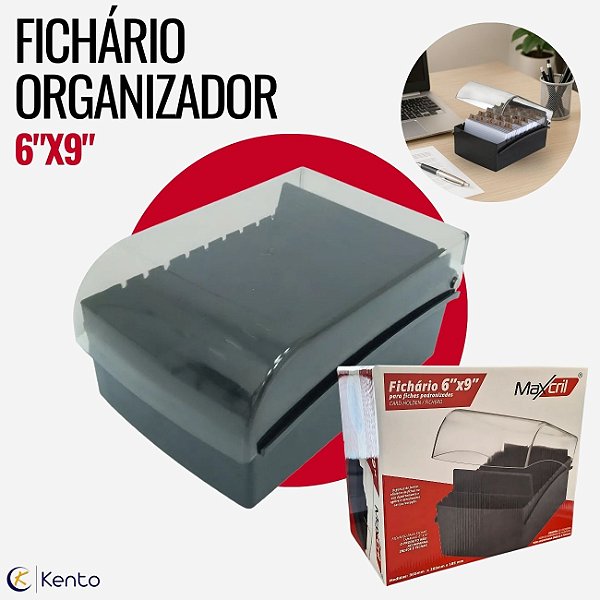 Fichário Organizador para fichas 6"x9" Preto Maxcril