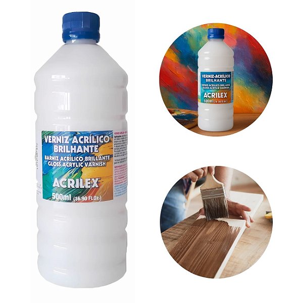 Verniz Brilhante Frasco 500ml Incolor Acrilex