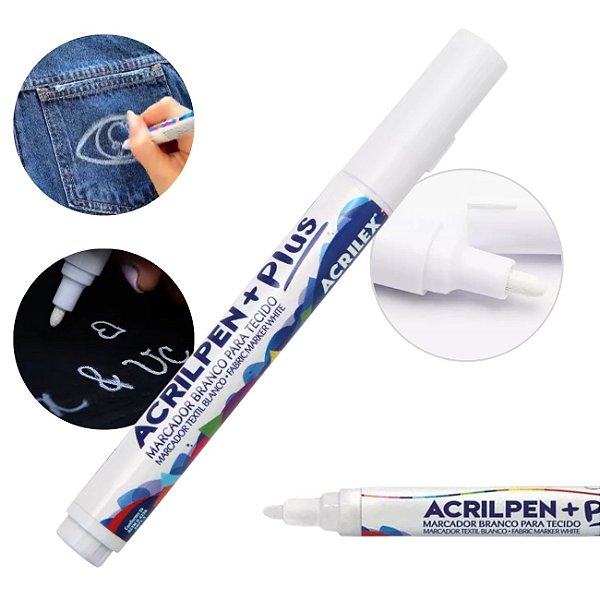Caneta Marcador para Tecido Acrilpen Plus Branco Acrilex